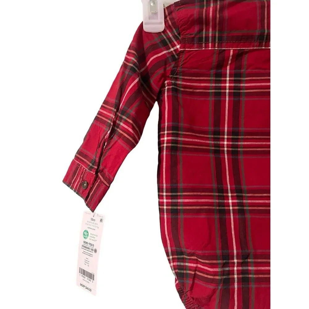 Carter's Boys Plaid Button Up‎ Shirt 18M NWT